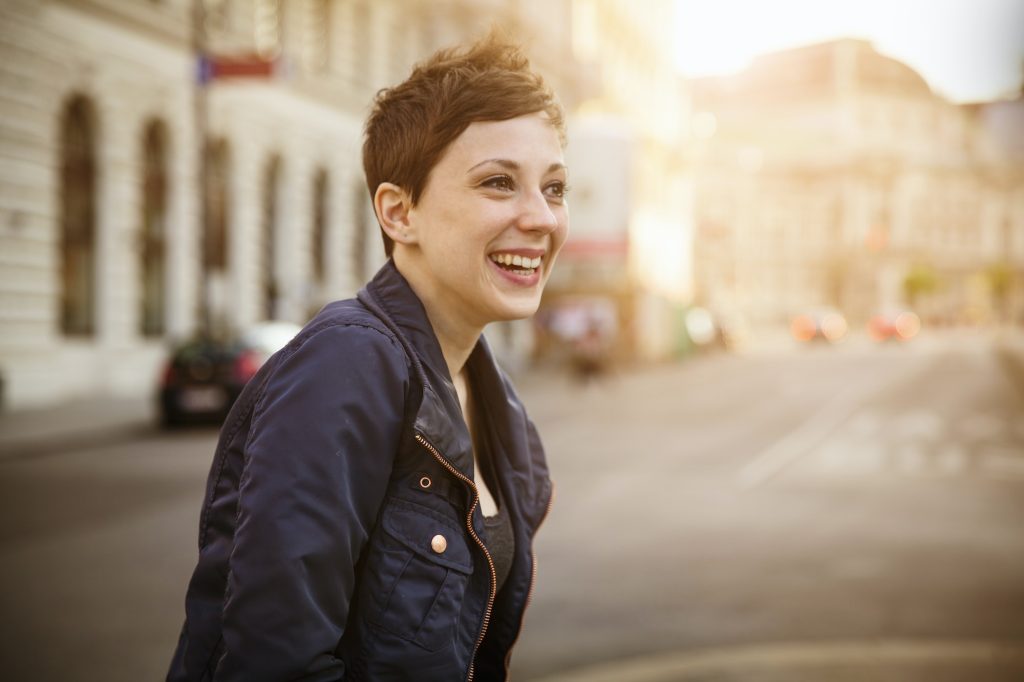 Portrait of young adult woman