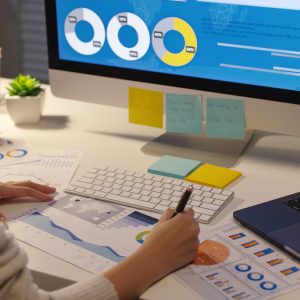 Asia people MBA college woman work busy at late night home office online study